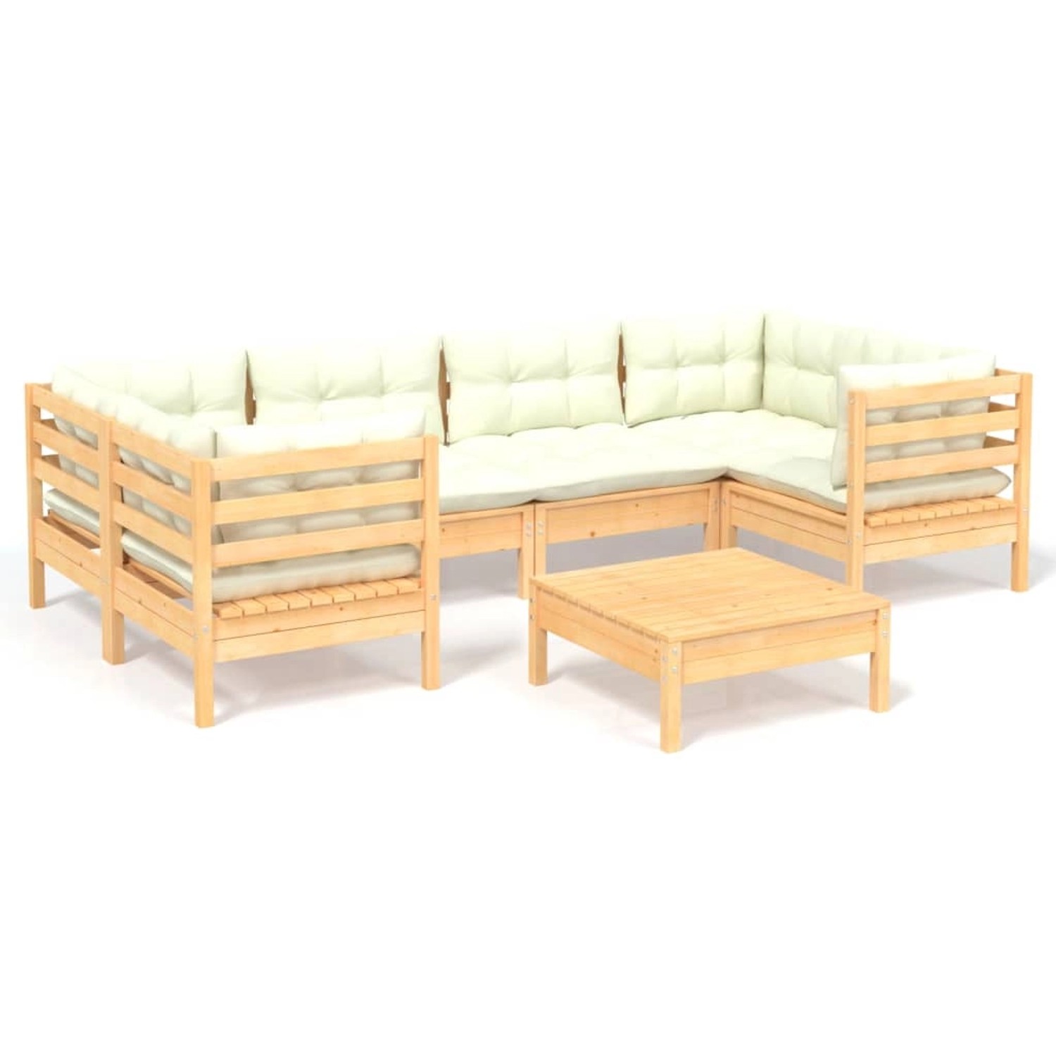 vidaXL 7-tlg Garten-Lounge-Set mit Creme Kissen Kiefernholz Modell 11 günstig online kaufen