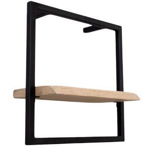 Holz4home Wandregal Small, schwarz gerahmt, Industrial Style mit hellgrauer Baumkante.