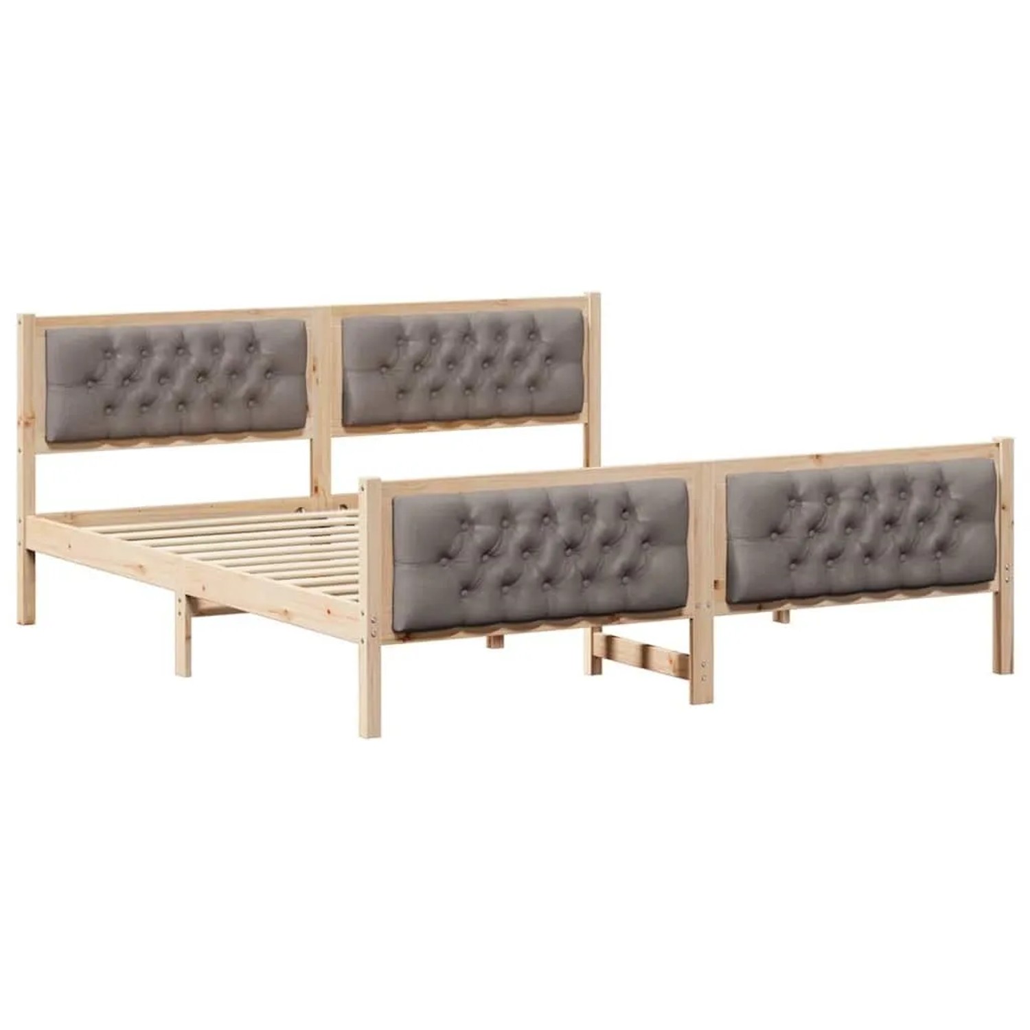 vidaXL Bettrahmen mit Kopfteil Taupe 160 x 200 cm Massives Kiefernholz 3394281