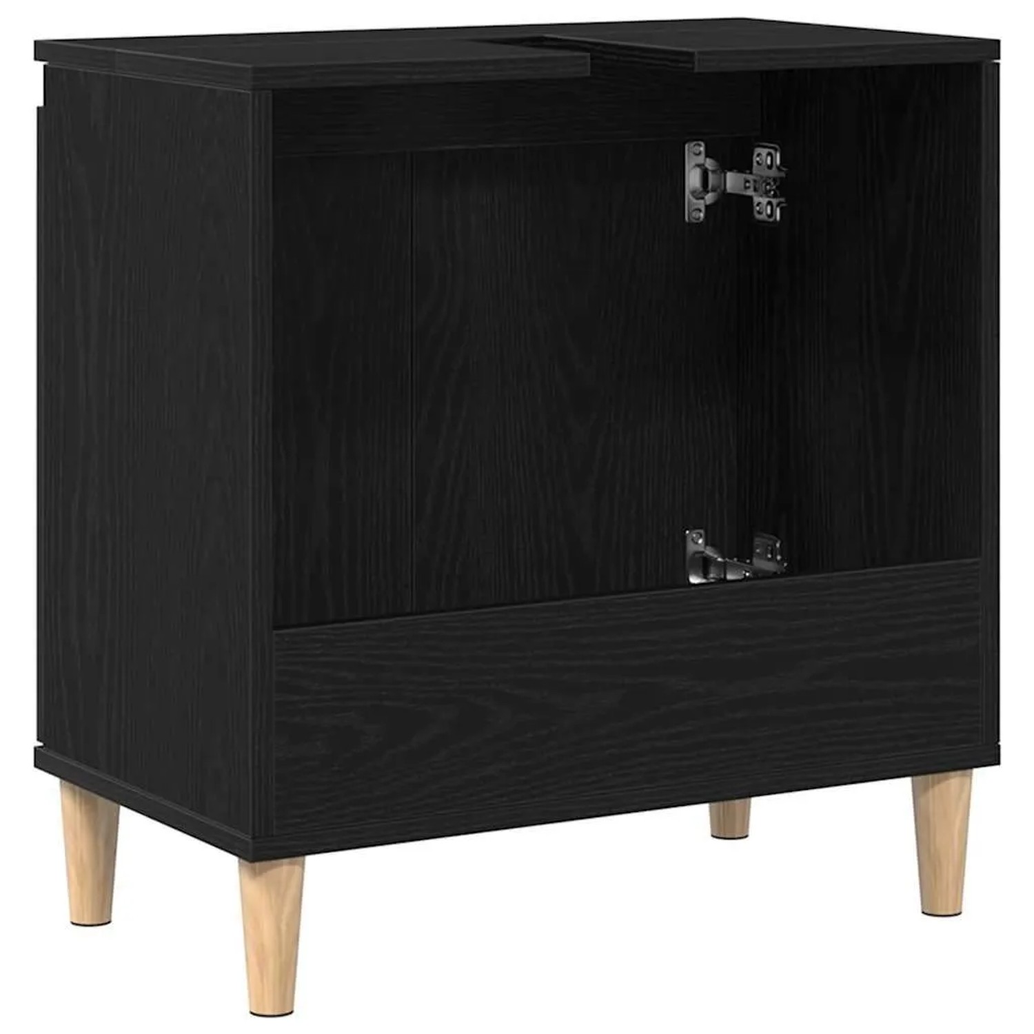 vidaXL Waschbeckenunterschrank in Schwarz Eichen-Optik, 58x33x60 cm.
