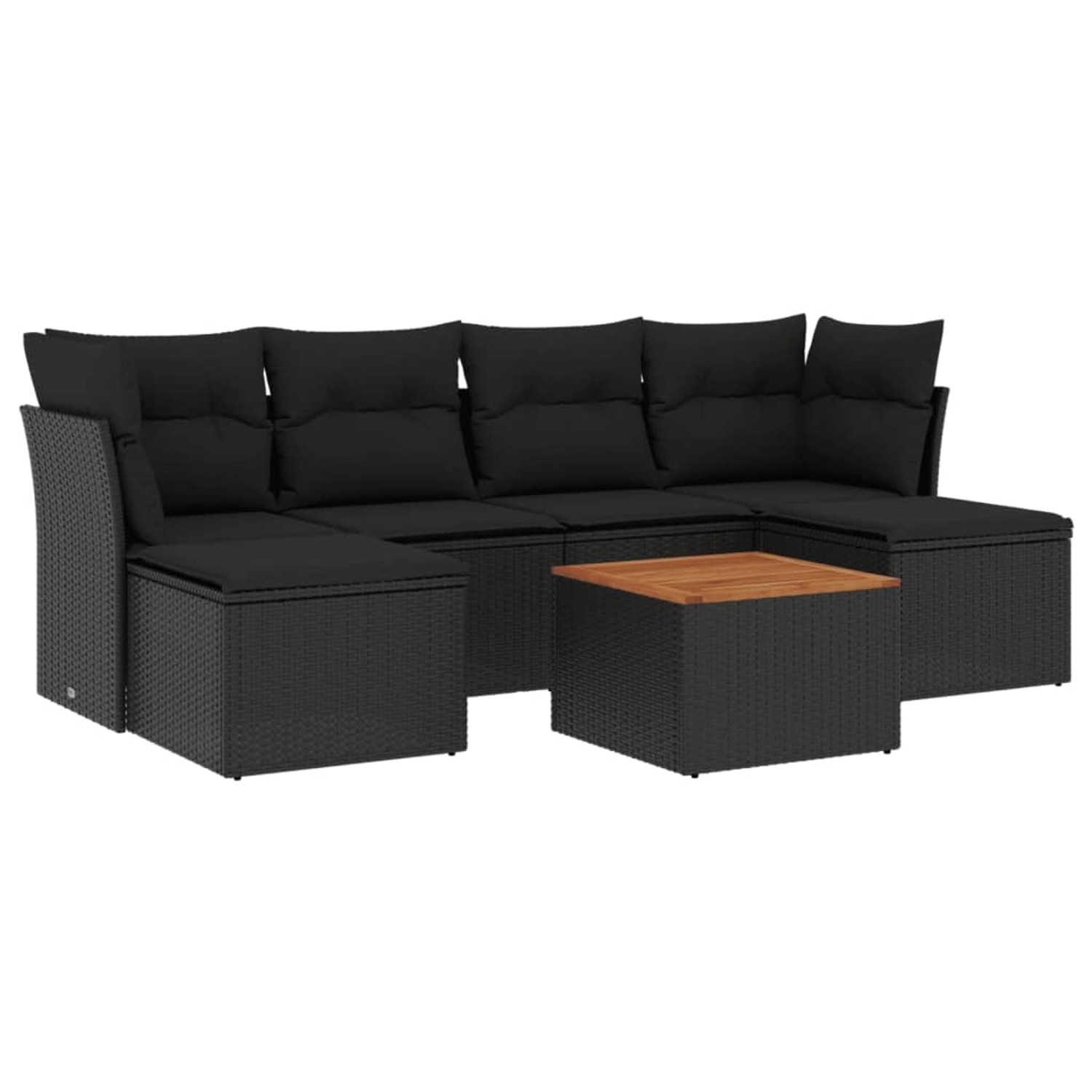 vidaXL 7-tlg Garten-Sofagarnitur mit Kissen Schwarz Poly Rattan Modell 104 günstig online kaufen