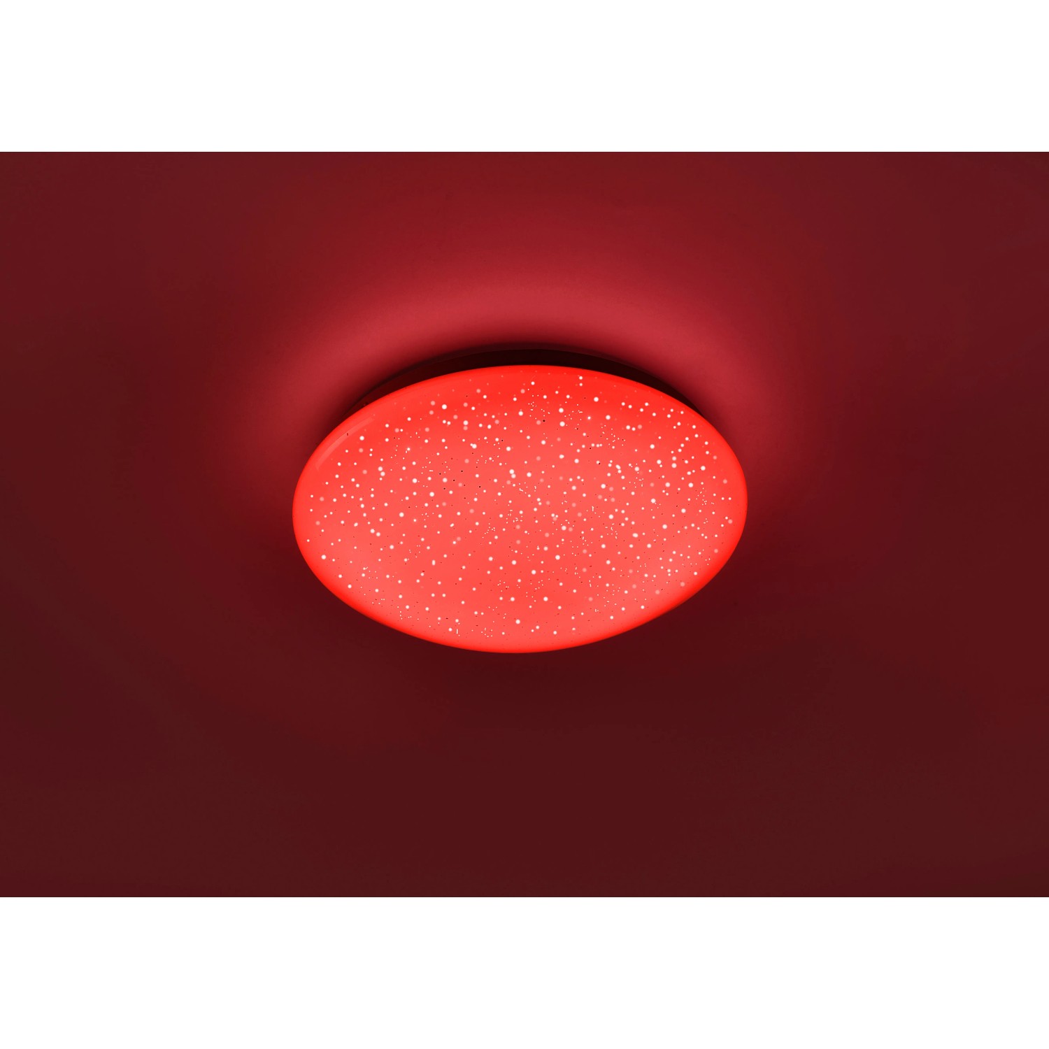 LED-Deckenleuchte Skyler, Ø 25cm, mit Sternenhimmel-Effekt in Rot.