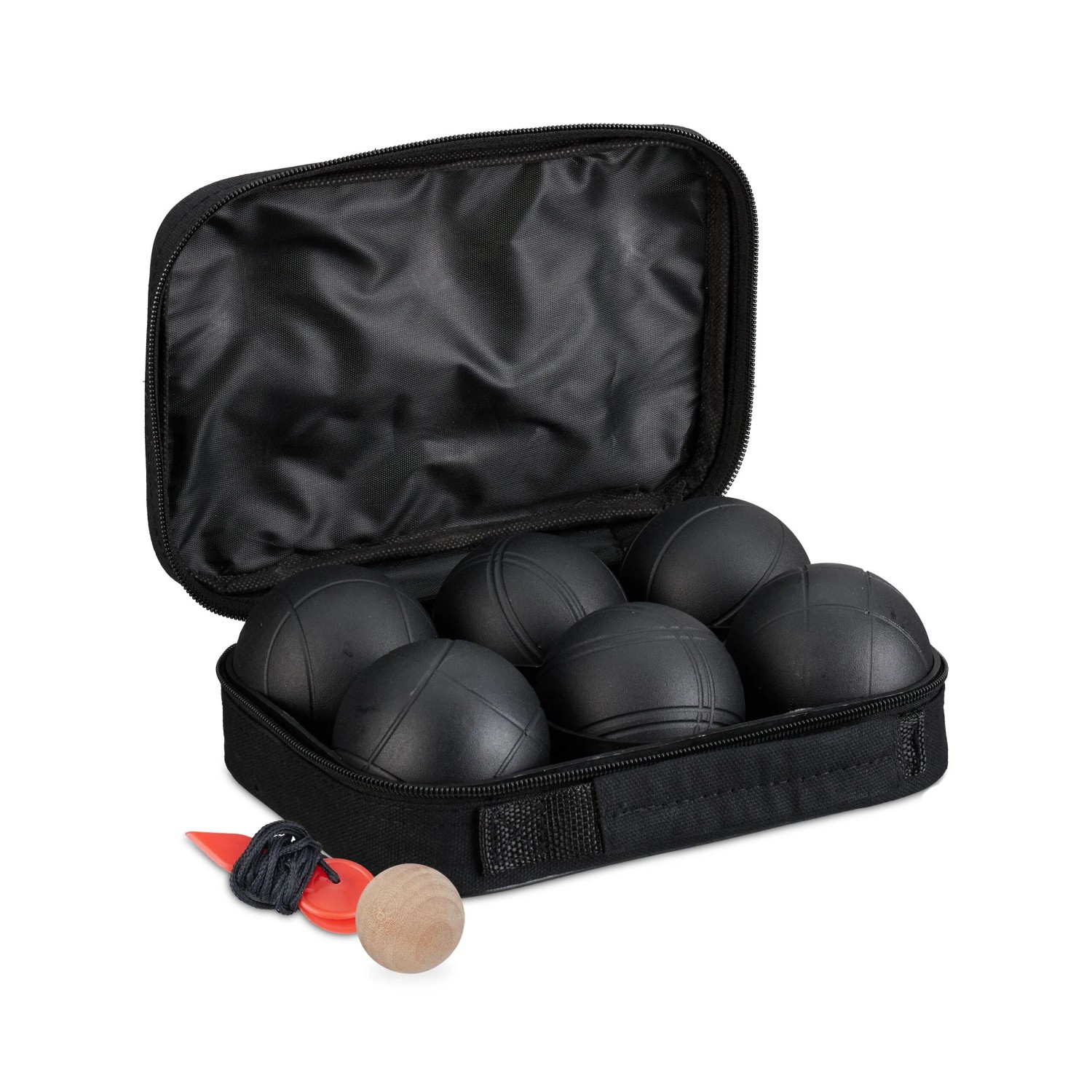Relaxdays Boule Kugeln Set Stahl Schwarz 6 Stück 7,2 cm 4,6 kg