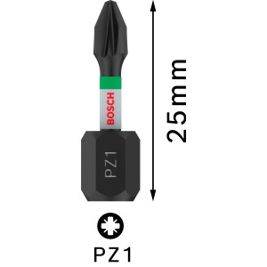 Bosch Impact Control PZ1 Schrauberbit, schwarz, 25mm lang, für Schlagschrauber. Robustes Bitset-Zubehör.