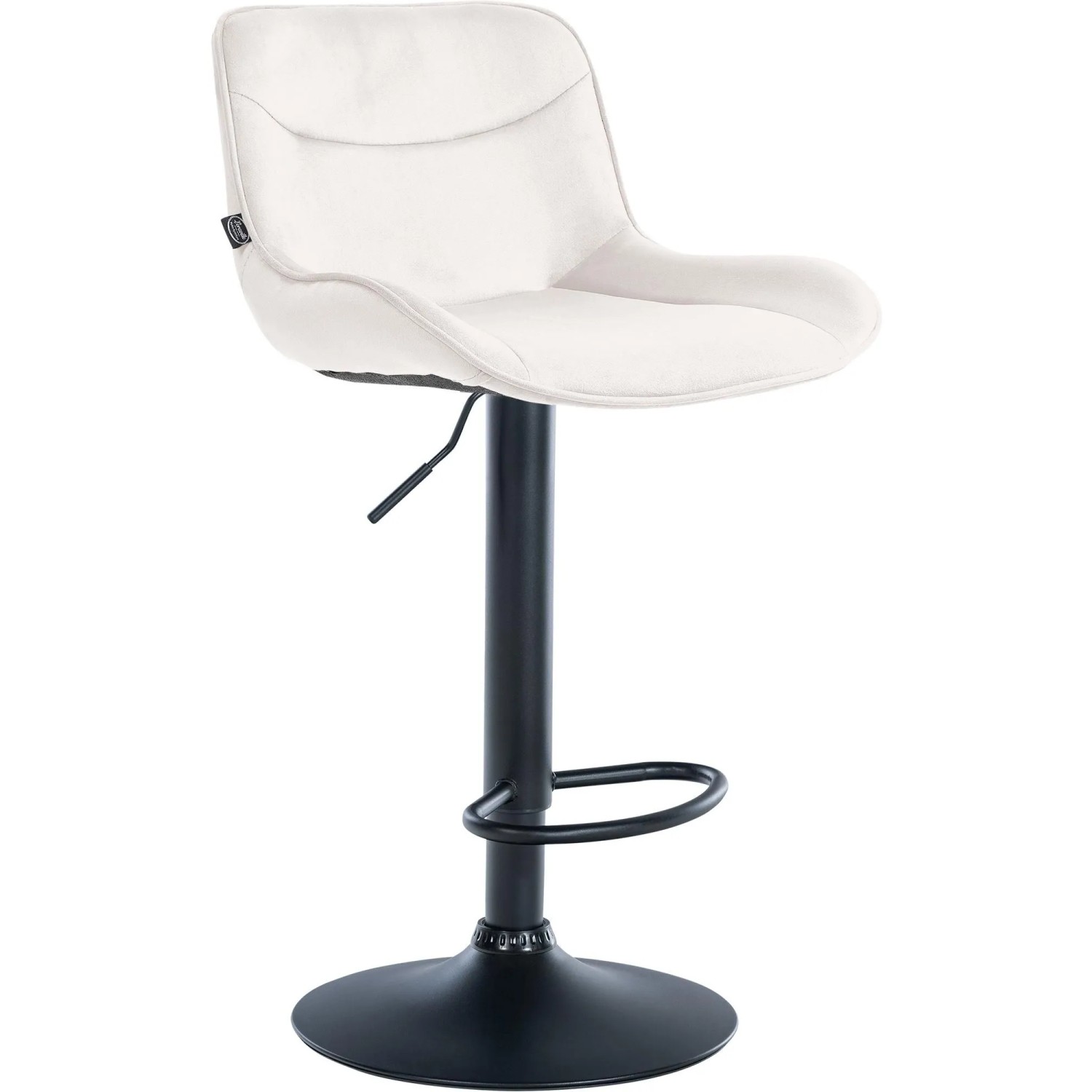 DELUKE Barhocker RAGAD Samt Creme 49x51x85cm Schwarz Barstuhl Höhenverstellbar Mit Lehne Drehbar Tresenhocker Tresenstuhl