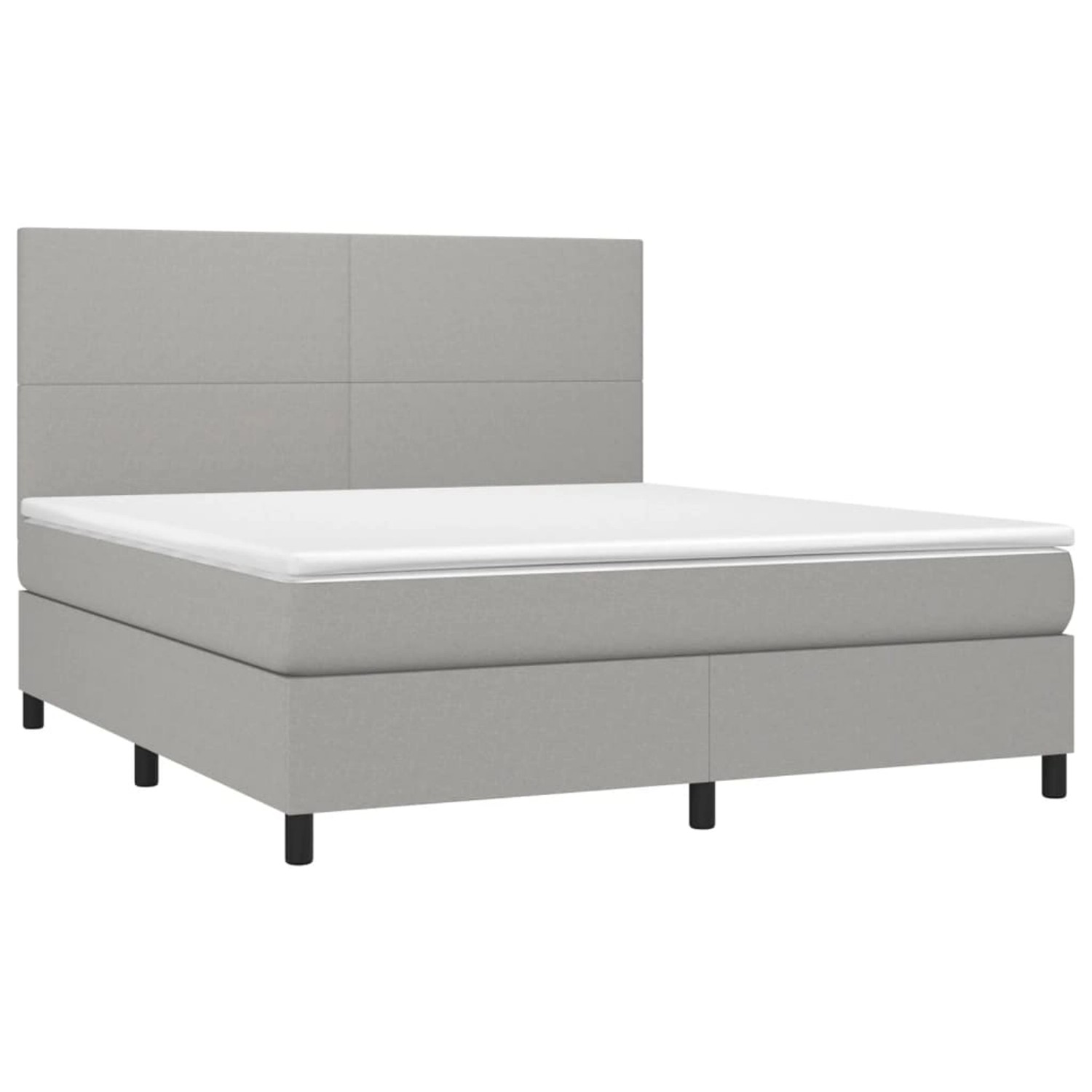 vidaXL Boxspringbett mit Matratze & LED Hellgrau 180x200 cm Stoff 3134733 günstig online kaufen