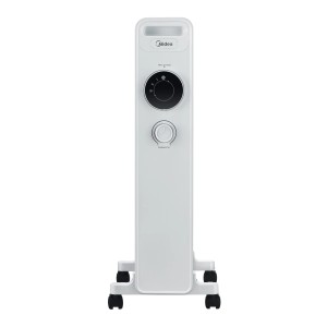 Weißer Midea Öl-Radiator NY2009-22M mit 2.000 Watt, 9 Heizrippen und Bedienelementen.