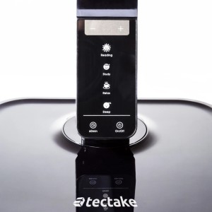 Schwarzes Touchpanel der Tectake LED Schreibtischlampe mit Modi für Lesen, Arbeiten, Entspannen, Schlafen, Helligkeit und Timer.