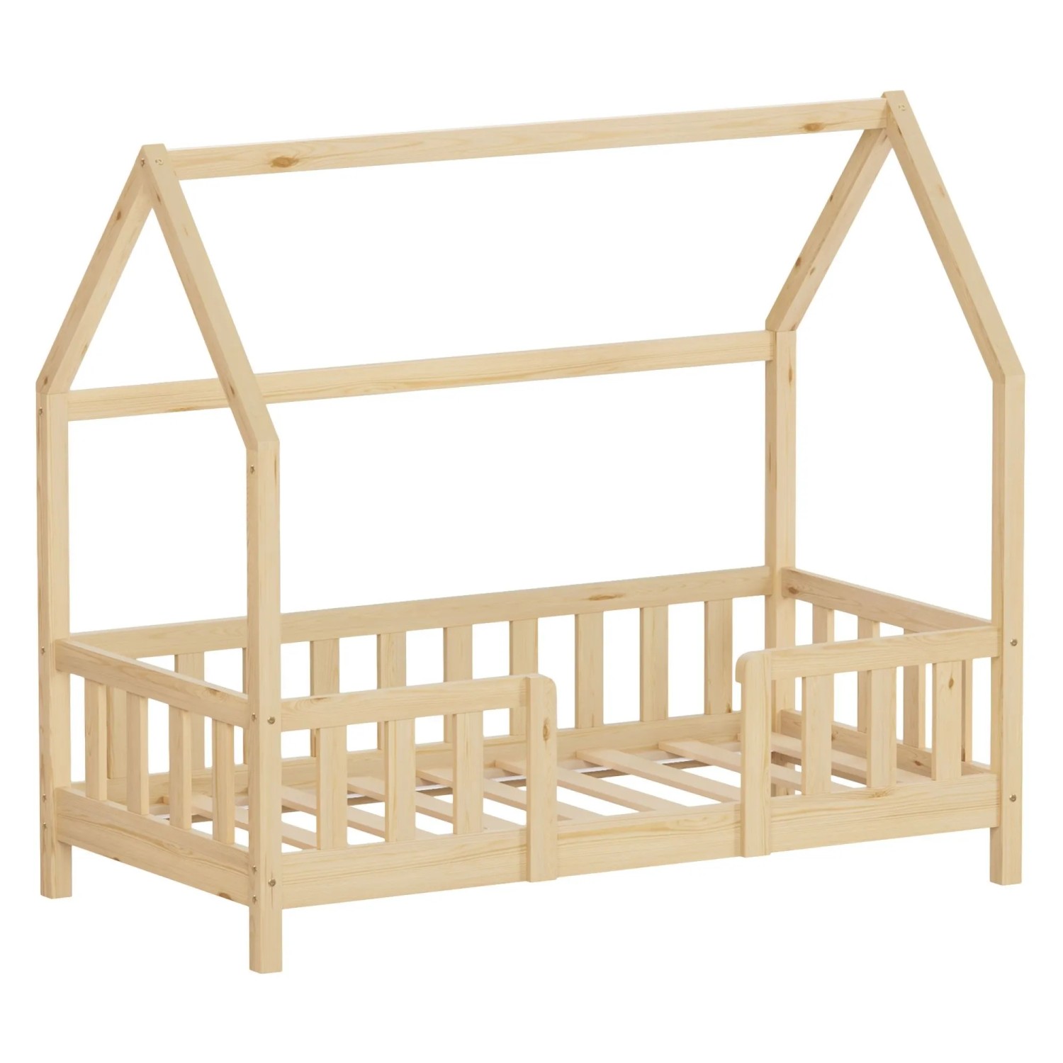 ML-Design Kinderbett 70x140 cm mit Rausfallschutz Natur Kiefernholz