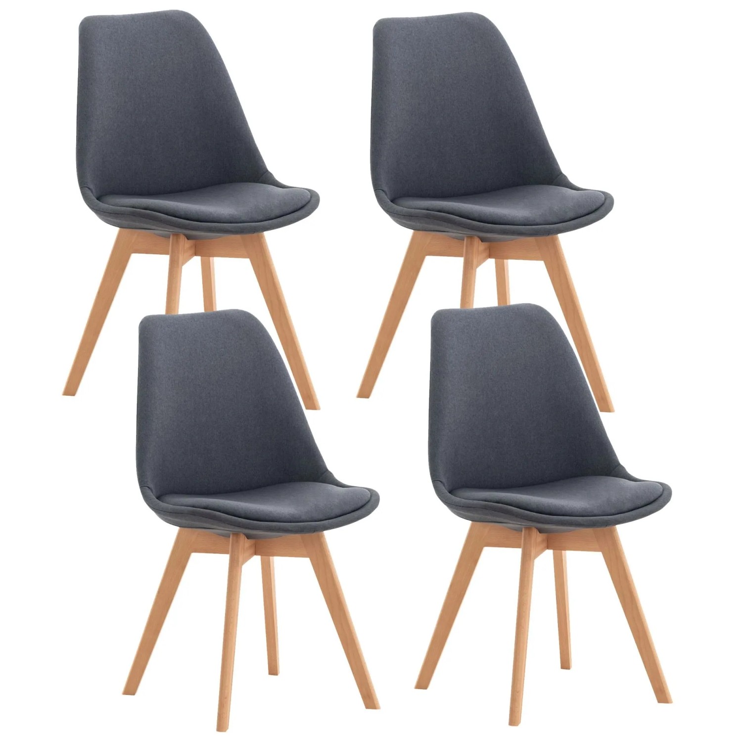 Clp 4er Set Esszimmerstuhl Linares Dunkelgrau/Stoff
