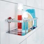 Tesa Aluxx Duschablage mit Duschgel, Shampoo und Waschlappen im verchromten Aluminium Duschkorb.