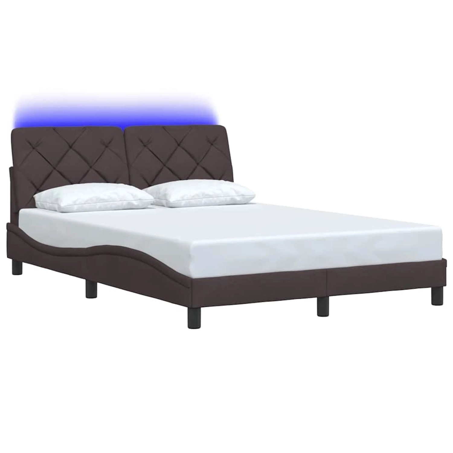 vidaXL Bettgestell mit LED ohne Matratze Dunkelbraun 140x190 cm Stoff 33106 günstig online kaufen
