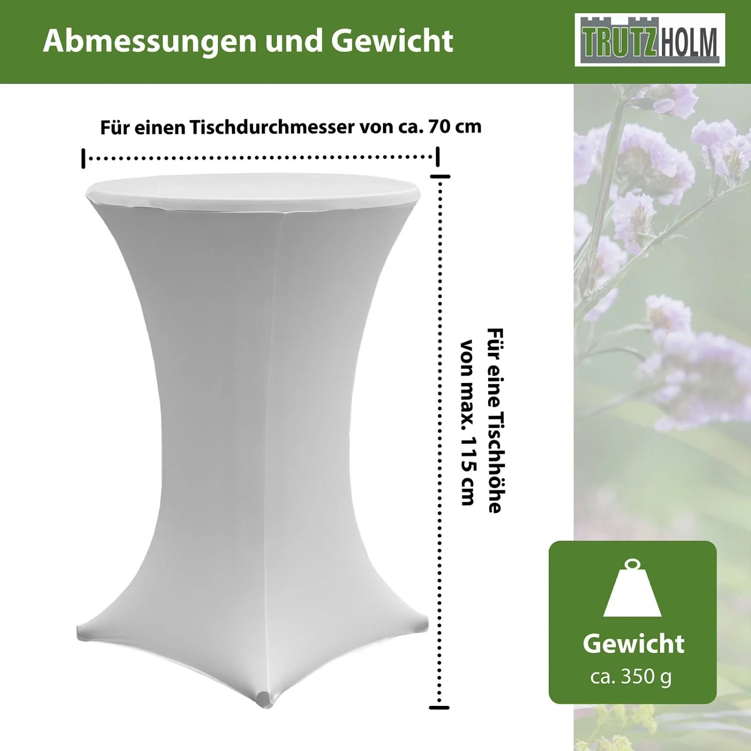 TRUTZHOLM 10er Set Stehtischhusse Stretch 70cm Weiß_3