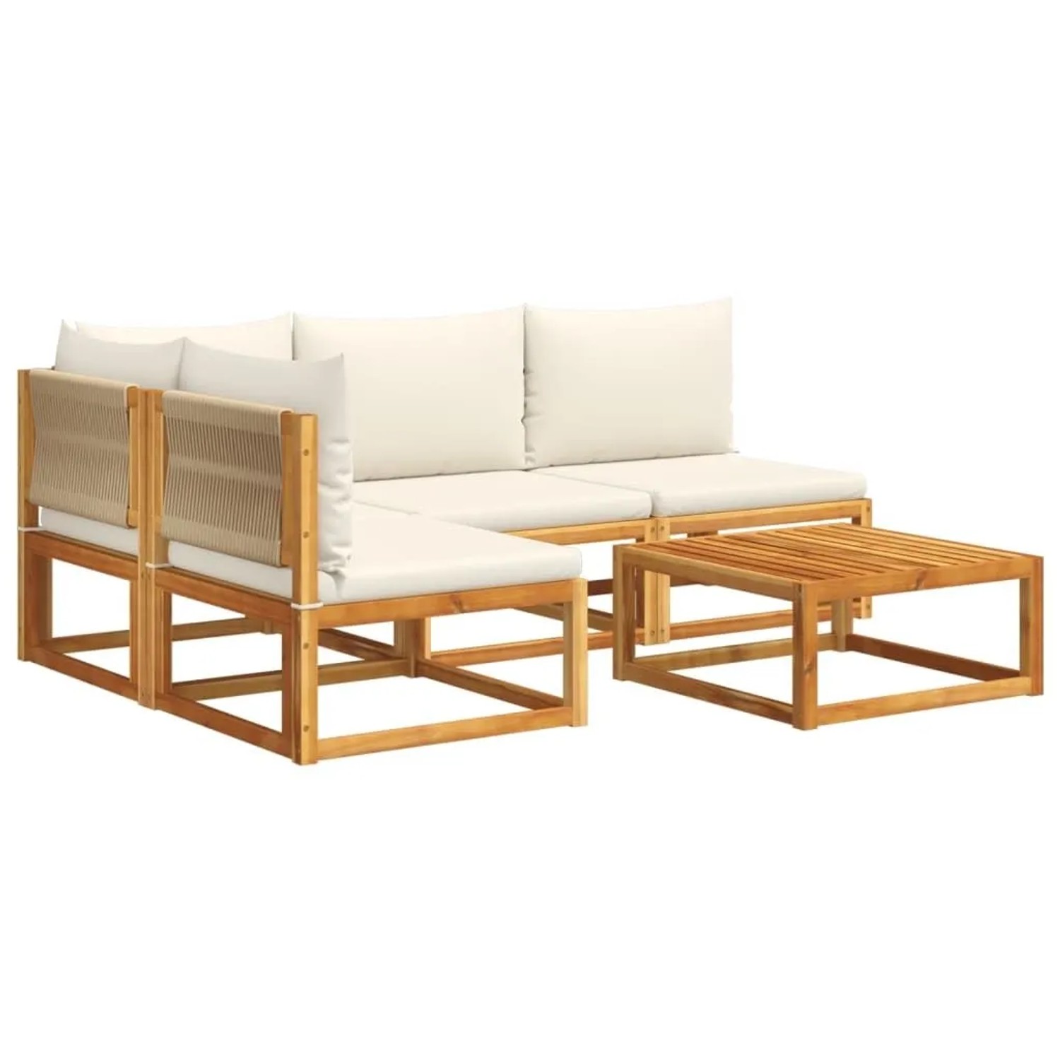 vidaXL 5-Tlg Gartensofa-Set mit Kissen Holz Akazie & Seil 3278865