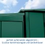 Detailaufnahme: EcoStar Kaminholzregal Elegant-V, moosgrün. Metallregal zur Kaminholzlagerung.