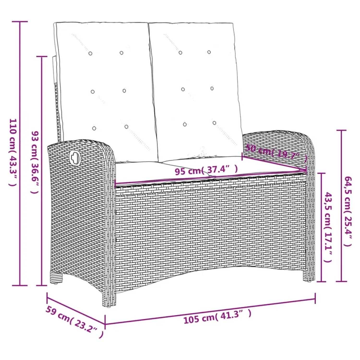 vidaXL Garten-Essgruppe, 4-teilig, schwarz, Poly Rattan. Gartenmöbel-Set mit Tisch, Bank und Stühlen mit Kissen.