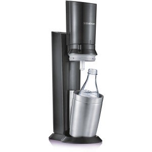 Sodastream Crystal 3.0 Titan Wassersprudler mit Glaskaraffe und Zylinder.