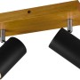 Trio Strahler Marley, 2-flammig, schwarz matt, mit Holzsockel. Deckenspot für Wohn- und Schlafzimmer.