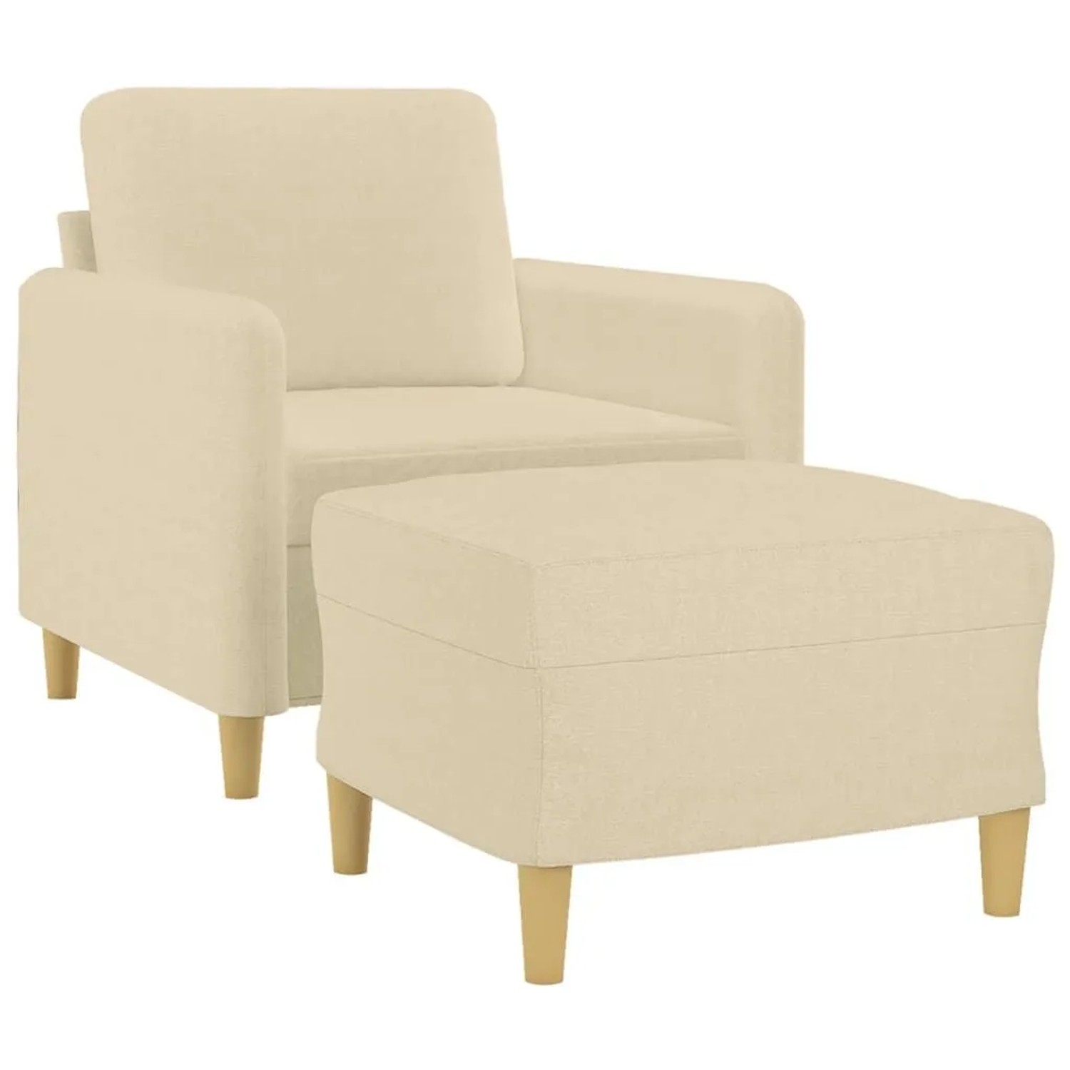 vidaXL Sessel mit Hocker Creme 60 cm Stoff 3201186