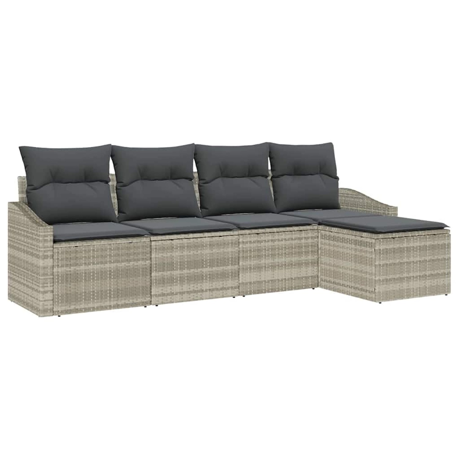 vidaXL Garten-Sofa-Set 5-Tlg Hellgrau Poly Rattan 3346682 günstig online kaufen