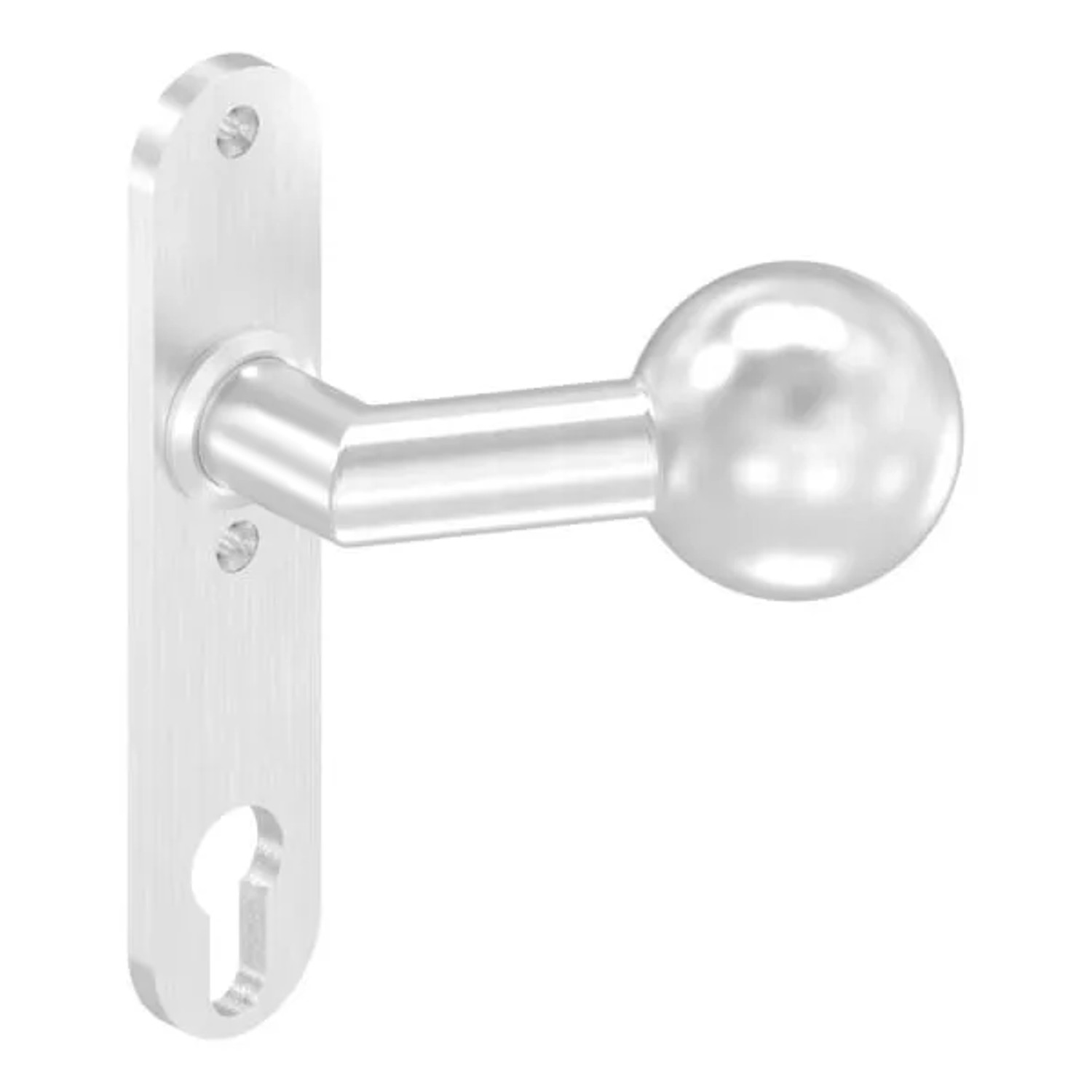 FeNau Türknopf Edelstahl V2A Ø 50 mm Mit Langschild Gekröpft Feststehend