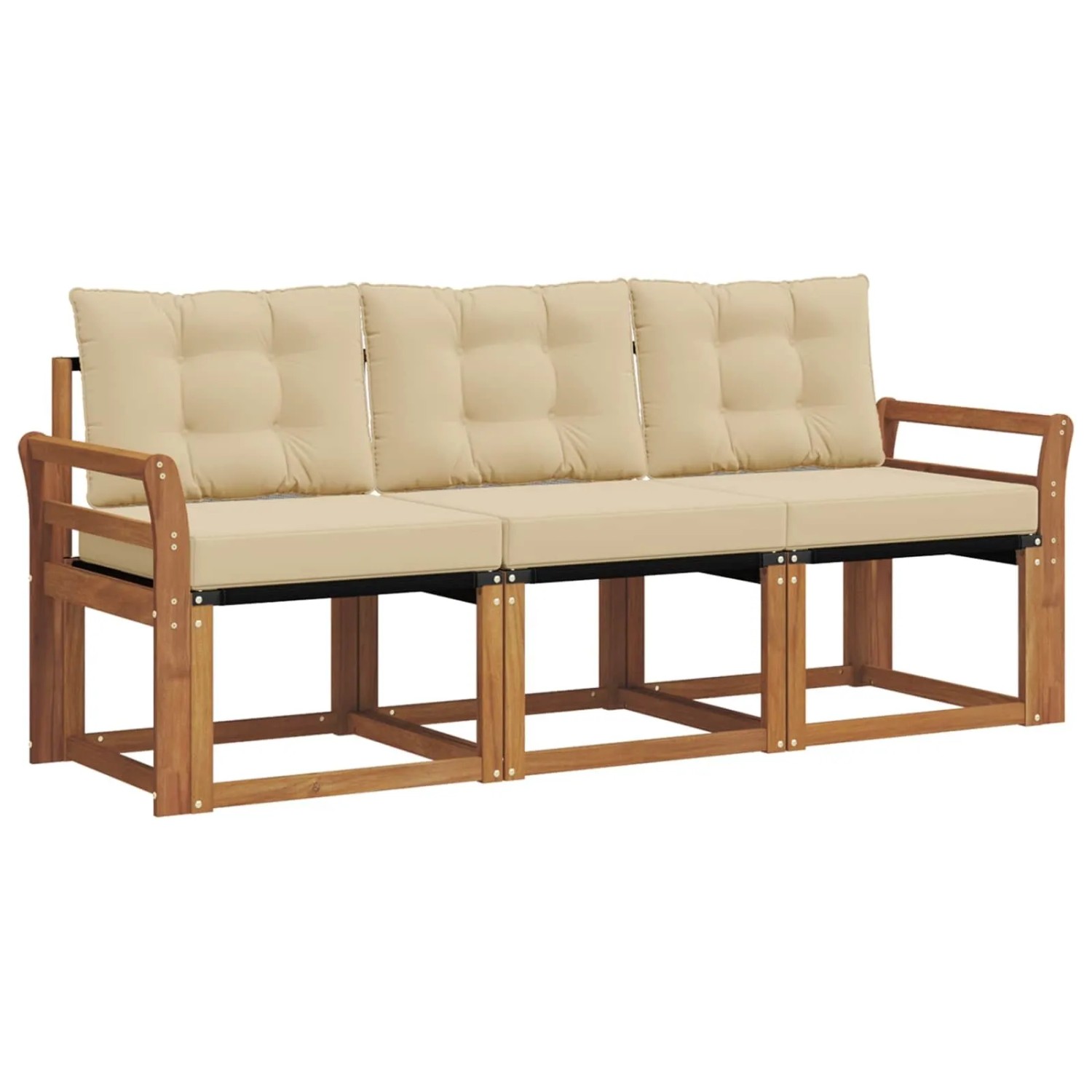 vidaXL Outdoor-Sofagarnitur mit Kissen 3-Tlg Natur und Beige 3368356
