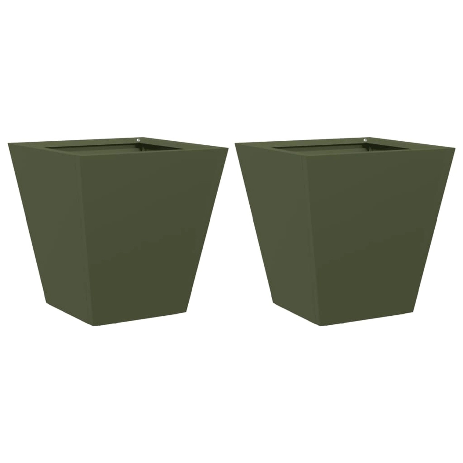 vidaXL Pflanzkübel 2 Stk Olivgrün 30x30x30 Stahl 851045 günstig online kaufen