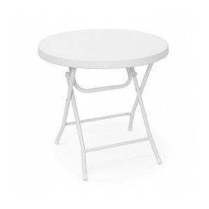 Relaxdays Gartentisch Rund Kunststoff Weiß Klappbar 74 cm x 80 cm x 80 cm 8,7 kg