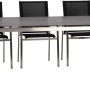 Acamp Gartenmöbel-Set Auris: 4 Stapelsessel, Tisch 200x100 cm, Edelstahl/Metalica Dark.