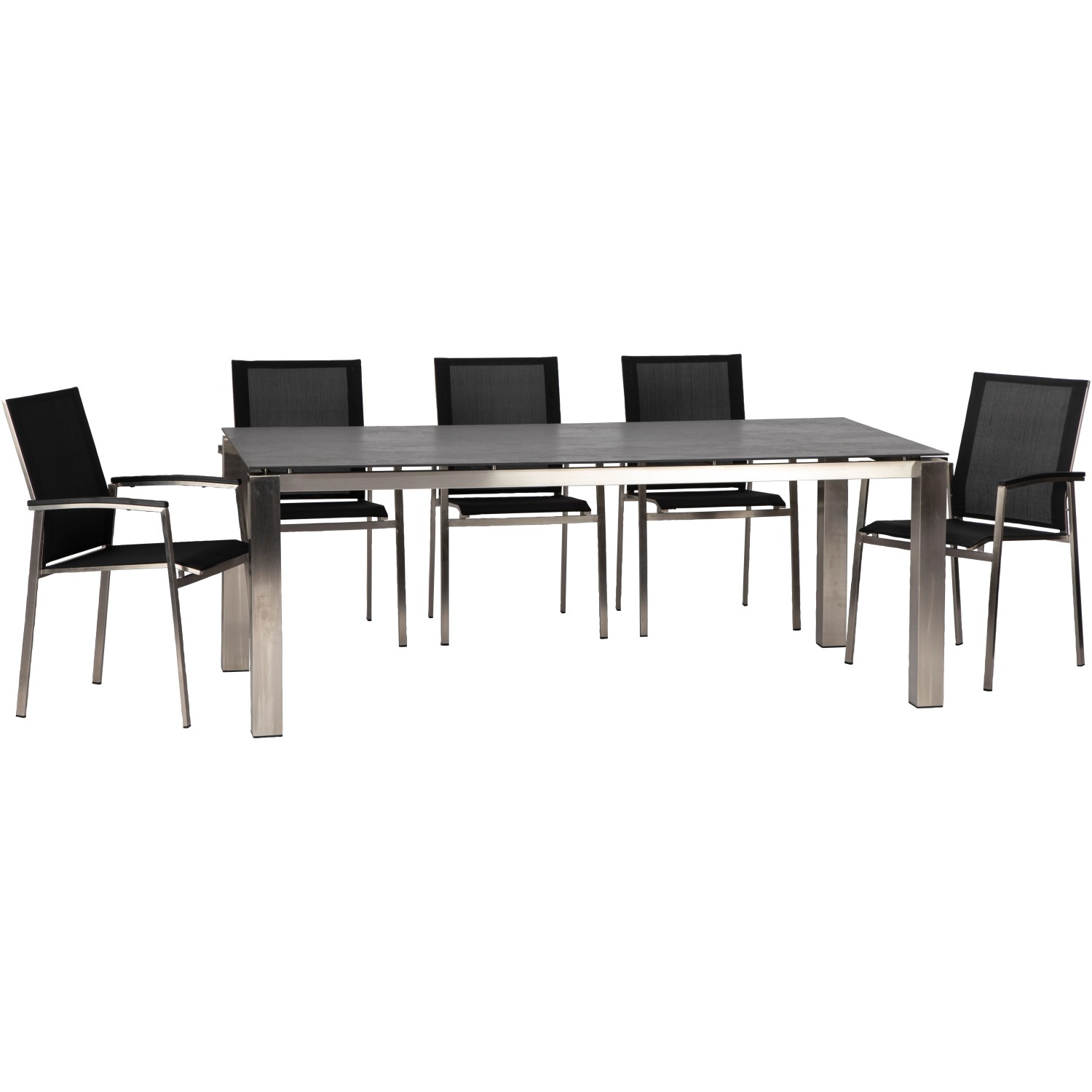 Acamp Set 4x Stapelsessel Auris Tisch Auris 200x100 cm Edelstahl-Metalica D günstig online kaufen