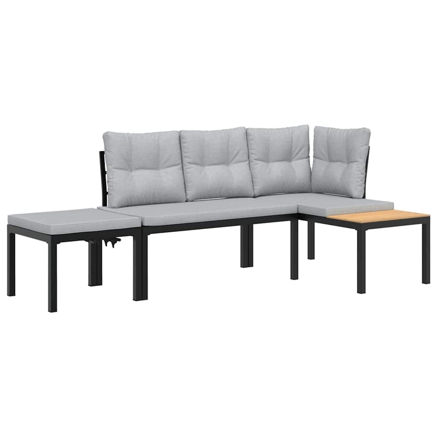 vidaXL Gartenbank-Set 3-Tlg Schwarz Pulverbeschichteter Stahl 3283642 günstig online kaufen