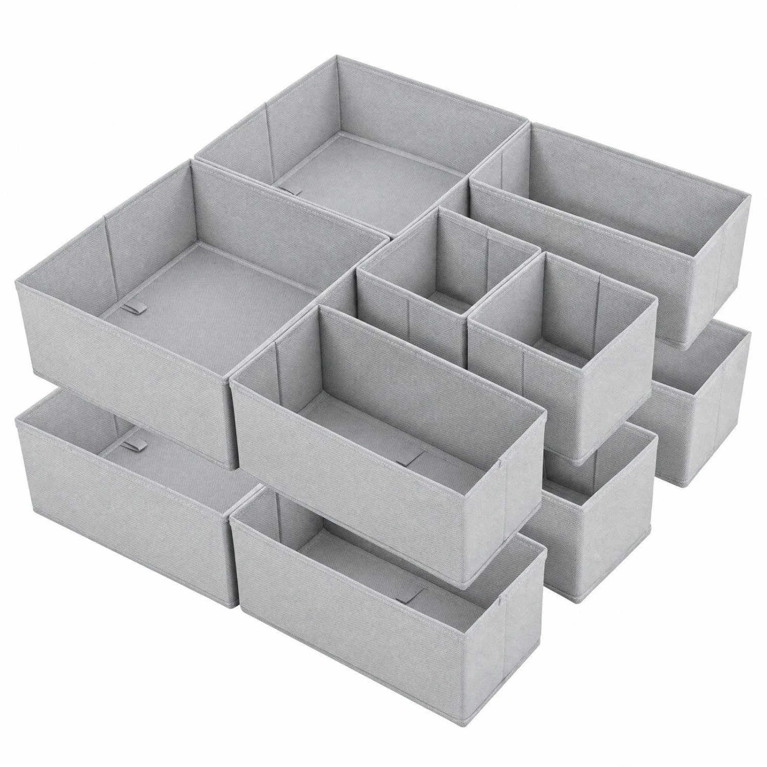 Sekey Aufbewahrungsboxen aus Vliesstoff Faltbare Stoffboxen Organizer 12 St Hellgrau S 28x28x13x2 14x28x13x2 14x14x13x2 für Schrank und Kleiderschrank