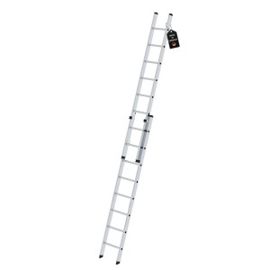 PROREGAL 2-teilige Sprossen-Schiebeleiter ohne Traverse, 2x8 Sprossen aus Aluminium.