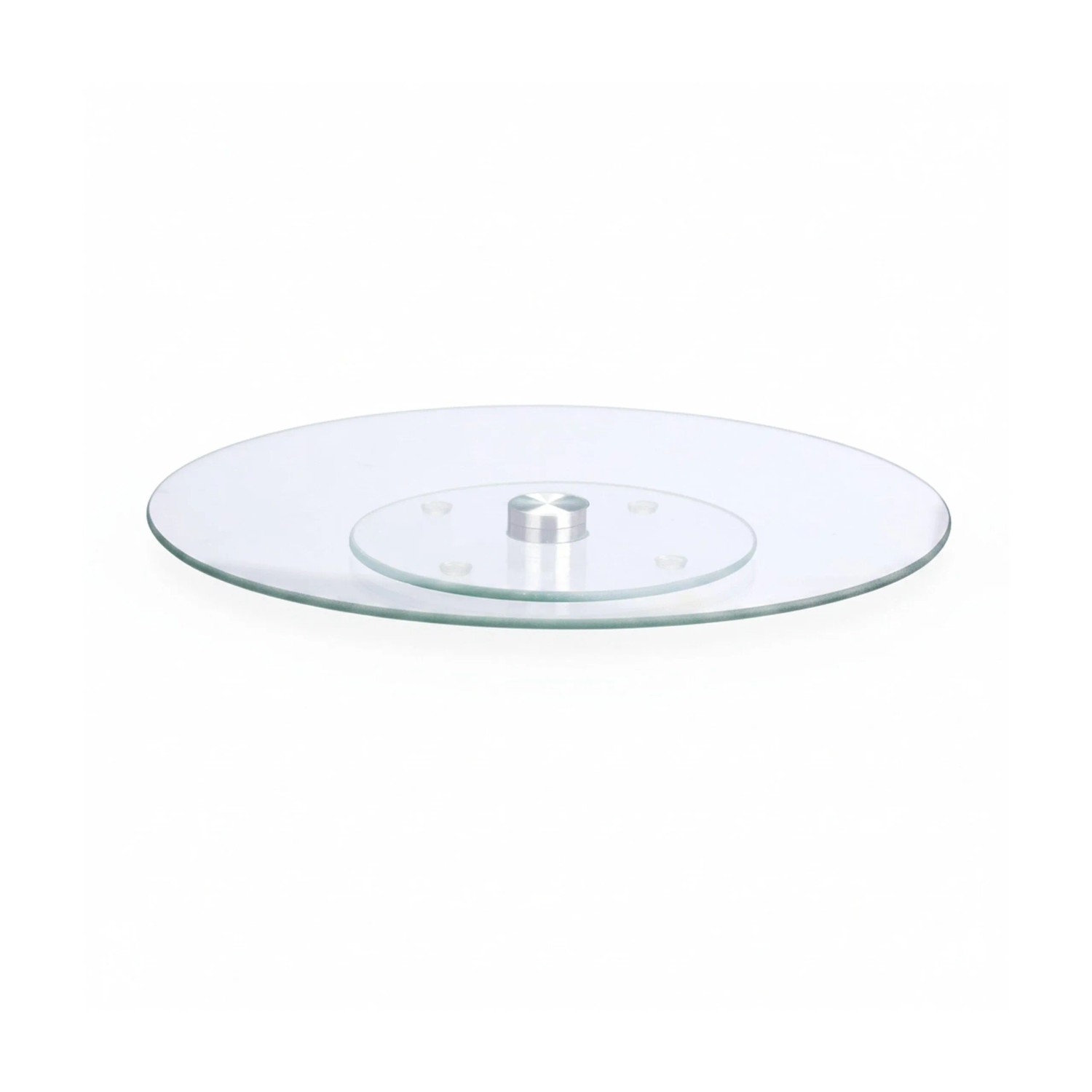 Relaxdays Tortenplatte Glas Edelstahl Transparent Drehbar Rutschfest 2 cm x 30 cm 900 g
