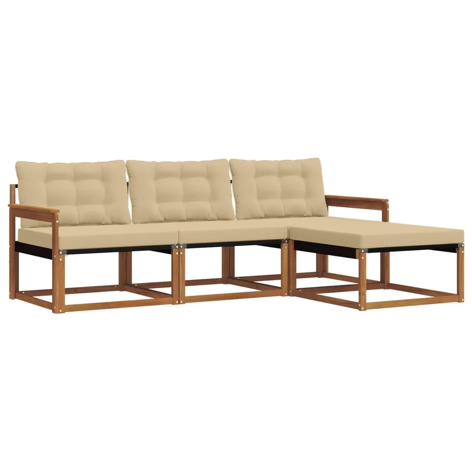 vidaXL Outdoor-Sofagarnitur mit Kissen 4-Tlg Natur und Beige 3369332