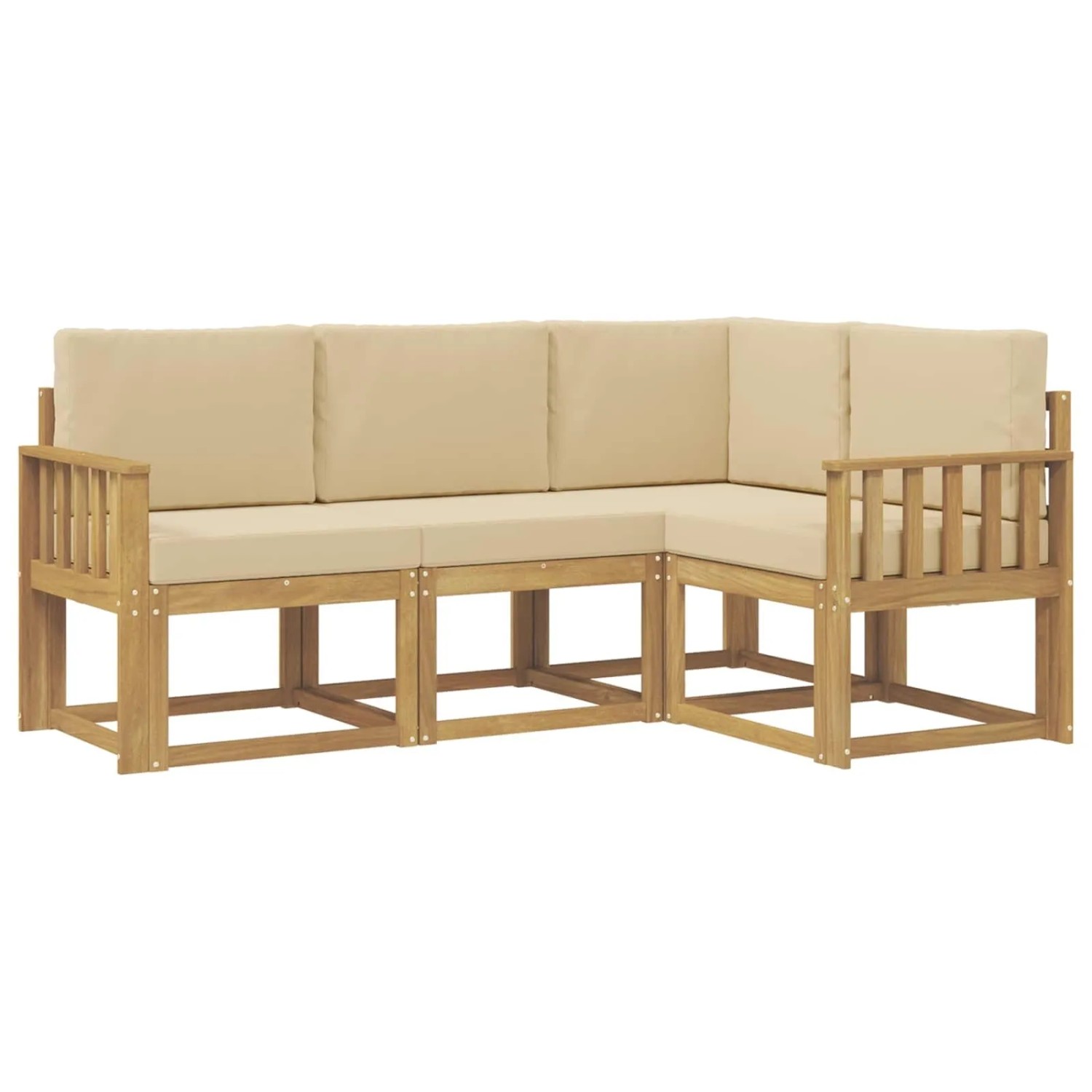 vidaXL Outdoor-Sofagarnitur mit Kissen 4 Stk Weiß und Beige 3387557