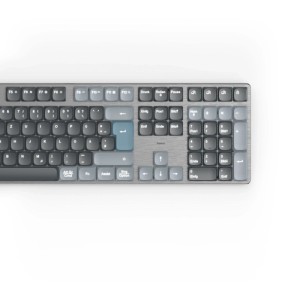 Schwarze Hama WK-800 Multi-Device-Tastatur mit mechanischen Tasten und LED-Beleuchtung.