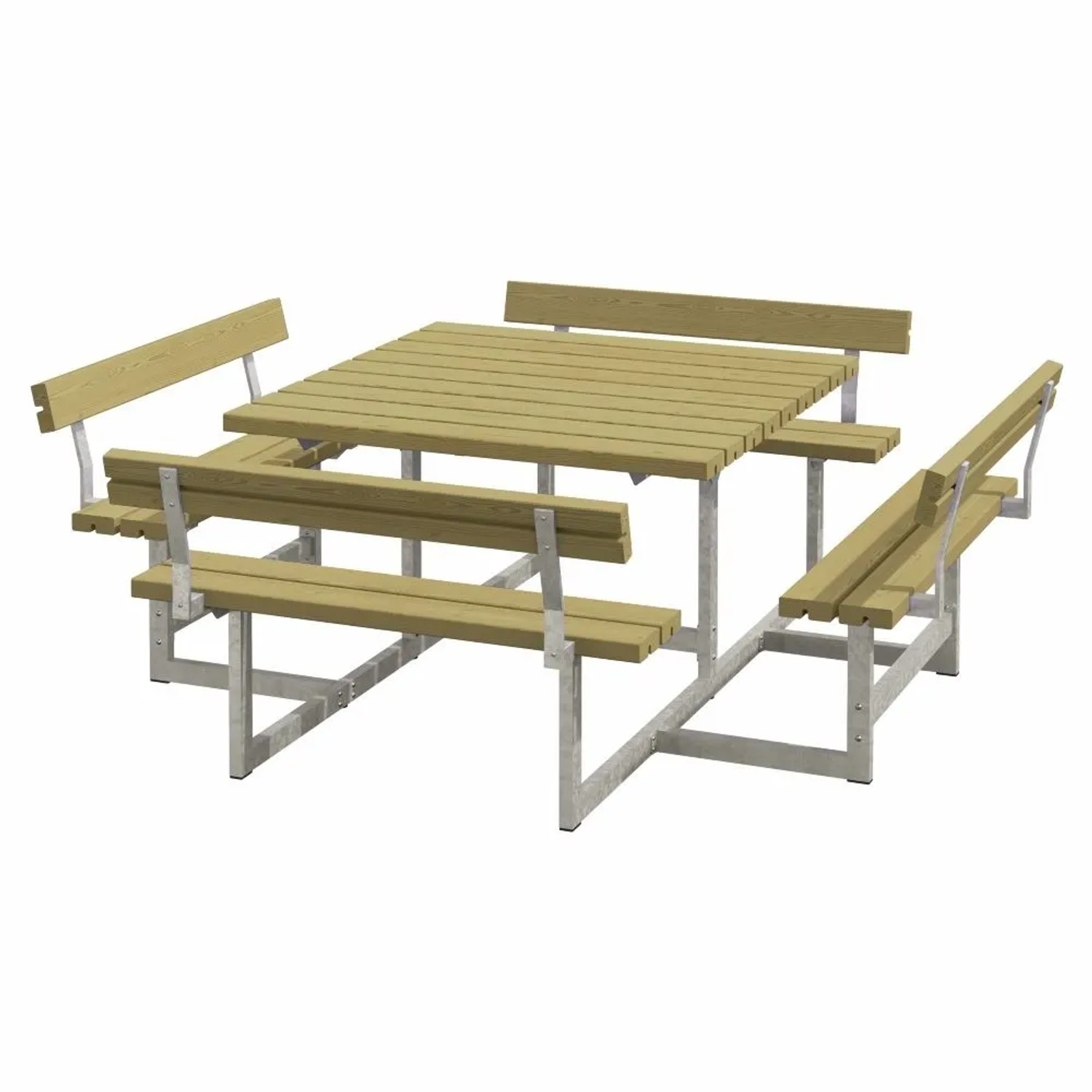 PLUS Gartenmöbel Sitzgruppe 224 cm Klappbar mit 4 Rückenlehnen Druckimprägniert Holz