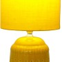 Gelbe Näve Tischleuchte Erida aus Keramik mit Stoffschirm, Design-Tischlampe.