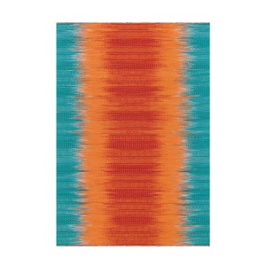 MeGusta Flachflor Teppich Graciela, 140x200 cm, Wolle, Retro Orange-Blau mit Farbverlauf.
