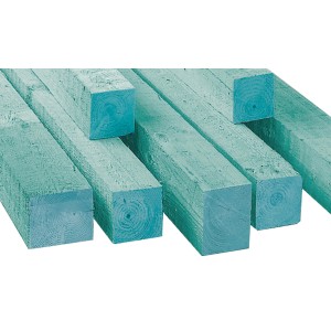 Imprägniertes, sägeraues Fichte/Tanne Kantholz, 38x58x3000 mm, für Dach- und Objektbau.