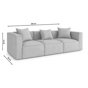 Helles 3-Sitzer Sofa mit 3 Kissen von ebuy24, modernes Design für Wohnzimmer.