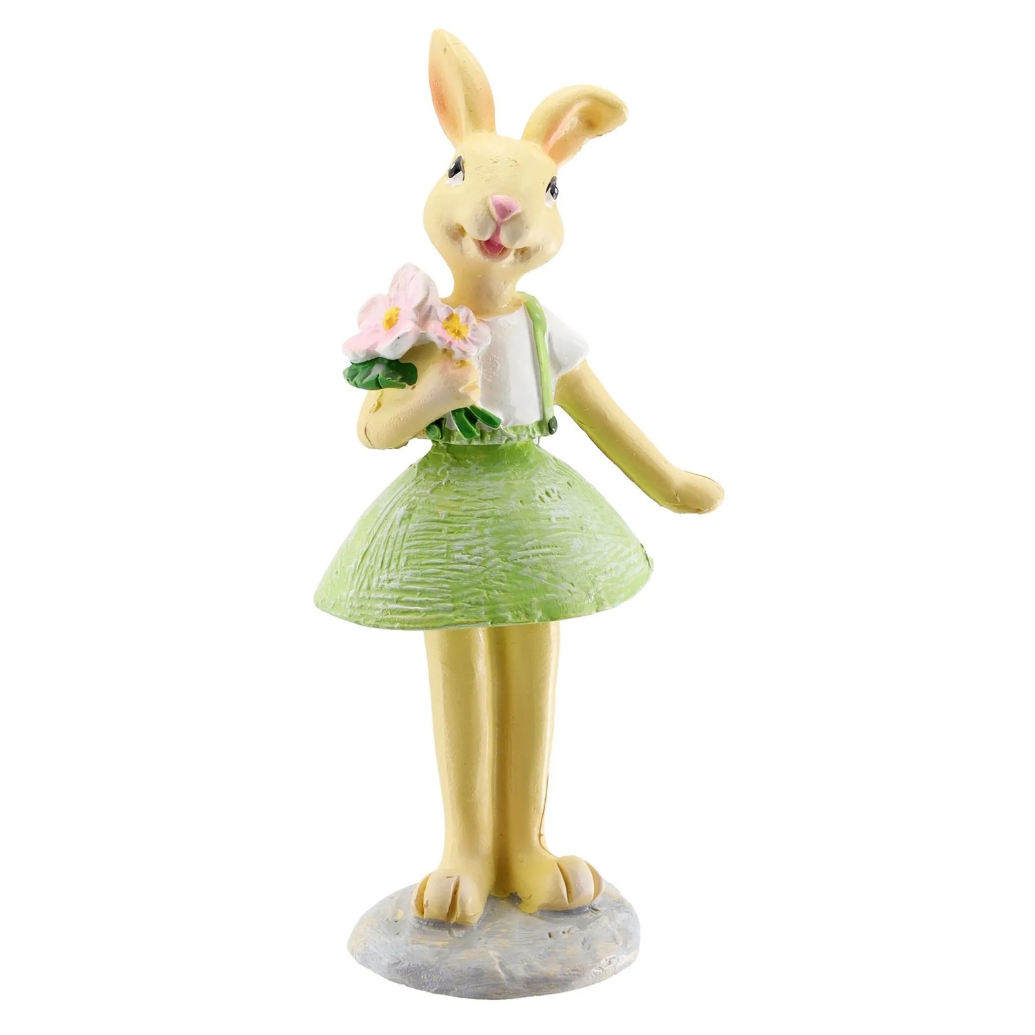 Osterdeko Hase Mädchen aus Polyresin 12 cm Grün