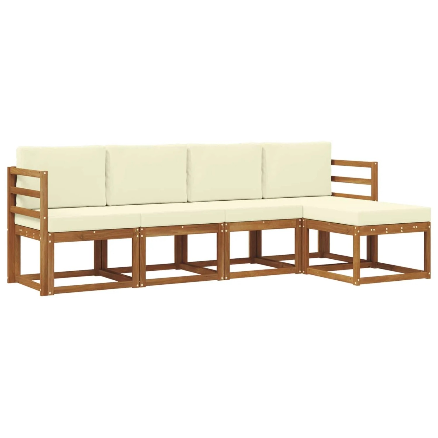 vidaXL Outdoor-Sofagarnitur 5 Stk Natur und Creme Massivholz Akazie 3366238