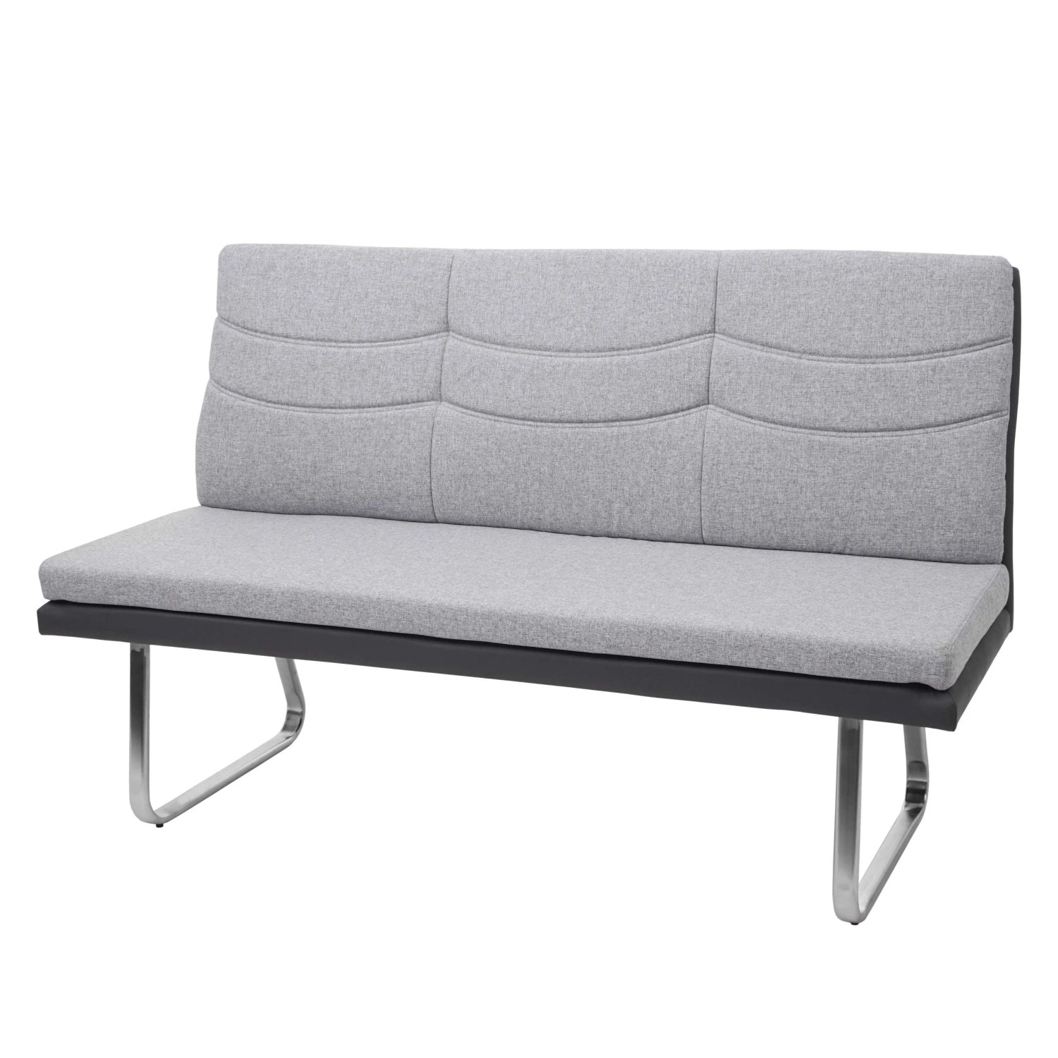 Mcw Sitzbank G54 Stoff/Kunstleder Edelstahl Gebürstet Grau Bank 160cm