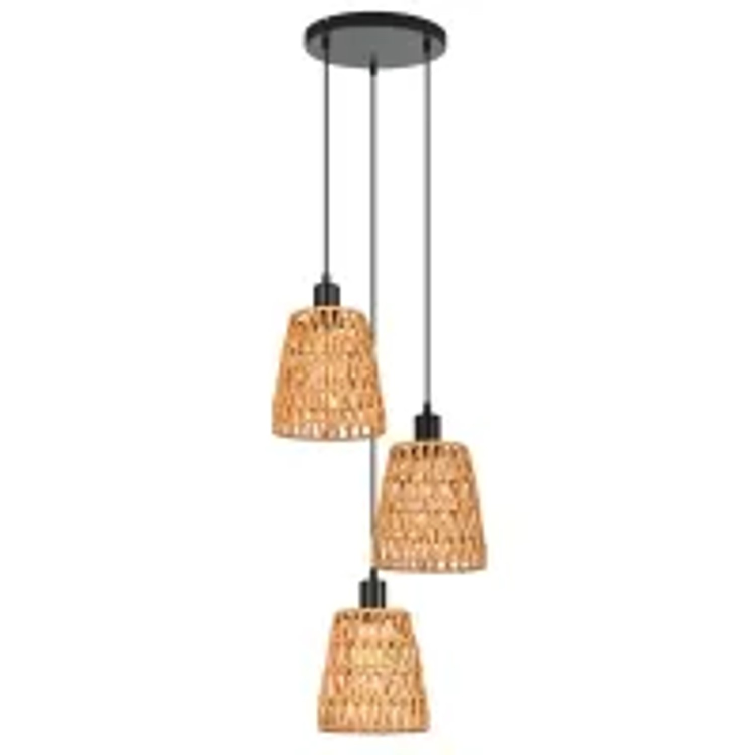 NETTLIFE Pendelleuchte aus Rattan L120cm Schwarz 25W