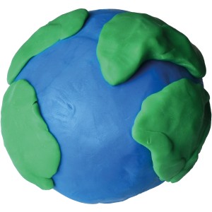 Giotto Patplume Knetmasse: Blaue Kugel mit grünen Kontinenten, Teil eines 8-Farben-Sets.