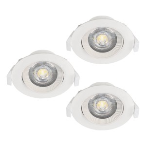 3er Set Eglo LED-Einbauspots Sartiano, weiß, 6 cm x Ø 9 cm, schwenkbar für gezielte Beleuchtung.