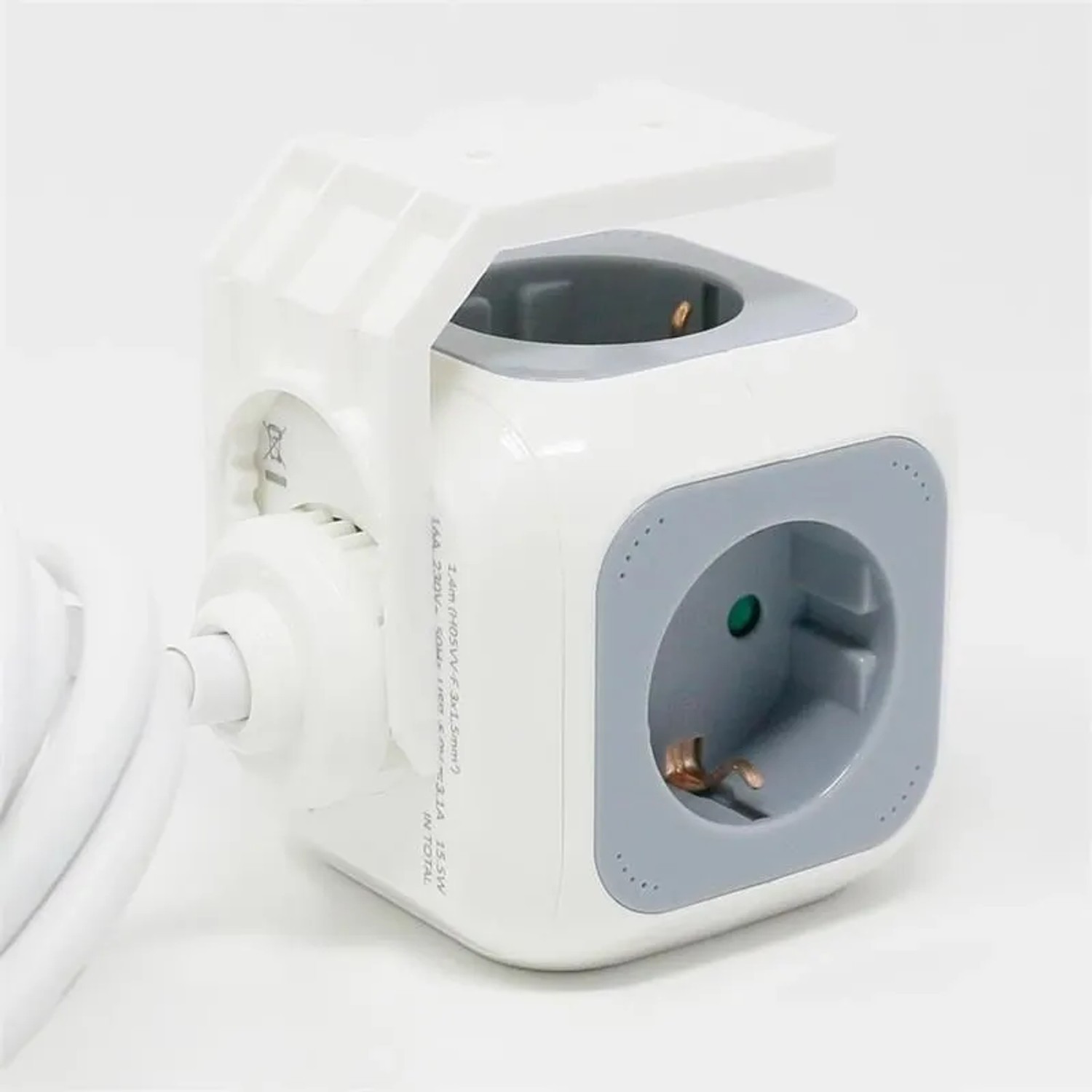 world-trading-net Steckdosenwürfel mit 4 Schuko-Steckdosen, USB-A/C und 1,4m Kabel.