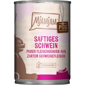 MjAMjAM Katzen-Nassfutter Saftiges Schwein pur, getreidefrei, 400g Dose.